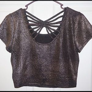 Black and gold shimmery Crop top with back design